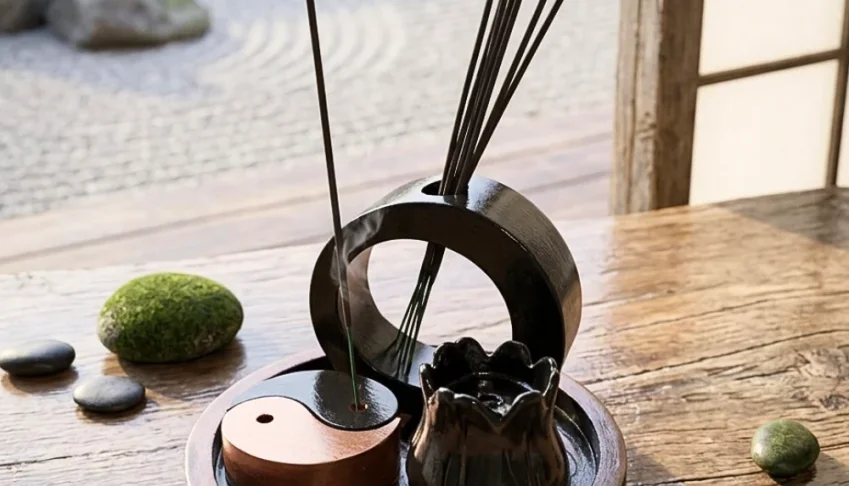 Conjunto Incensario Yin Yang 4 Peças