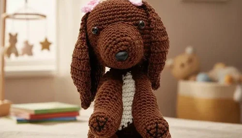Cachorro Marrom Numquiditu em Amigurumi