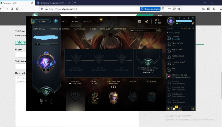 Conta smurf Unranked