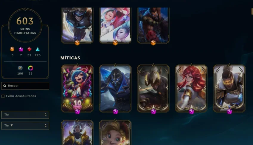 CONTA DE LOL D3 +600 SKINS, LVL +700, FALTANDO 25 EMOTES