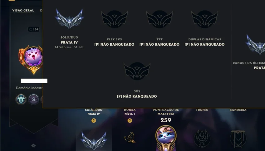 Prata 4 com 100 Champs e 80 Skins +1 Prestigio ( JG / SUP )