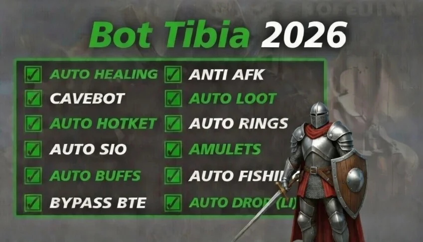 Bot Tibia 2026 Todos Clientes Pixel - Cavebot, Heal, Target