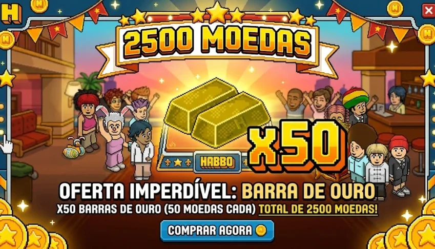 Habbo - 2500 Moedas (50 Barras De Ouro)