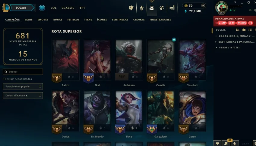 Conta ouro afundada, 161 skins 93 emotes