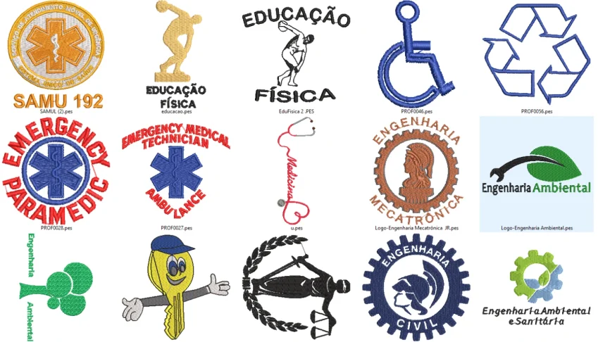 +D 300 Matrizes tipo PES  para bordados com tema Profissões