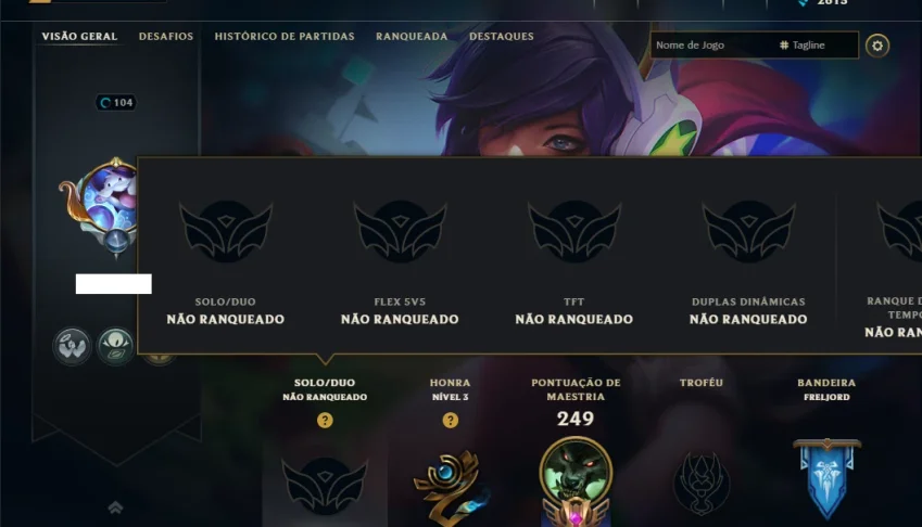Unranked com 110 Champs e 81 Skins ( SUP / JG / MID )