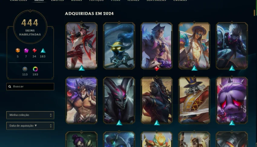 Conta League of Legends RARA com 444 SKINS 
