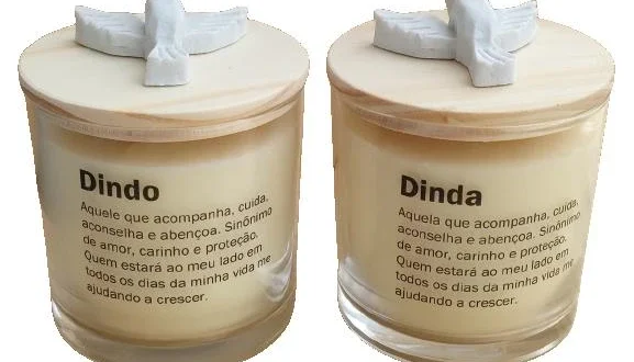 Vela Aromática Personalizada Dindos Batizado 200g