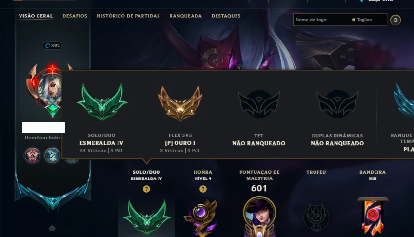 Esmeralda 4 com TODOS os Champs e 102 Skins +8 Vitoriosas