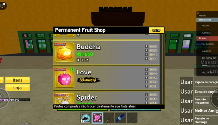 conta blox fruits quase level max com love perm