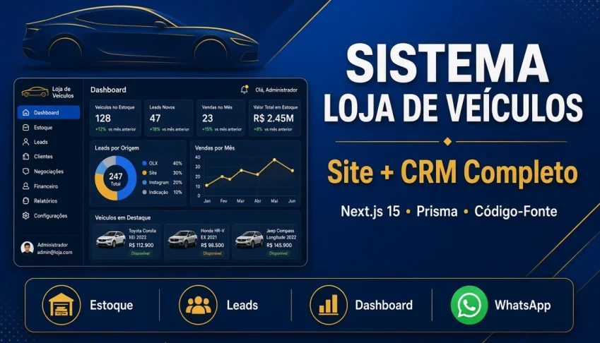 🚗 Sistema Completo Loja De Veículos + Site + Crm