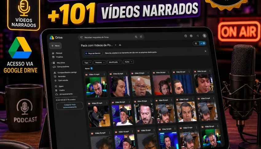Pack +199 Vídeos de Podcast + 101 Vídeos Narrados