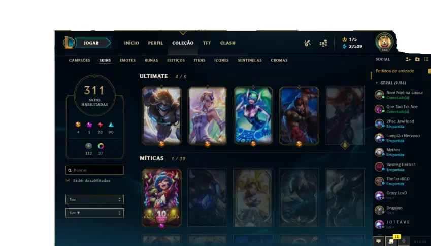 Conta Lol 311 SKINS - 4 mil reais em skin tem a conta