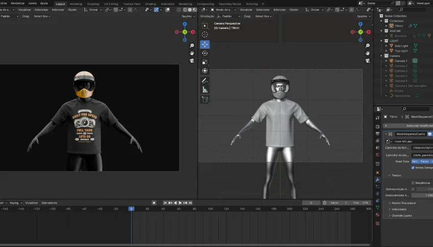 Mockup 3D de camisa animada no - Blender