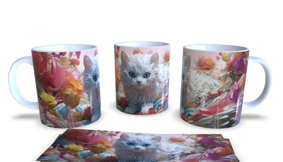 Caneca de Cerâmica com Gatos - 8 Modelos