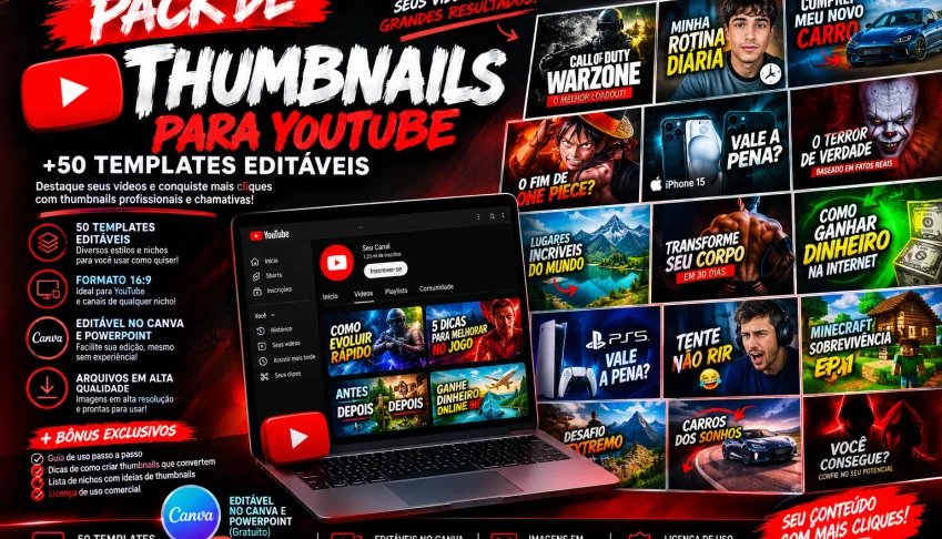 Pack De Thumbnails Para Youtube - Entrega Automatica