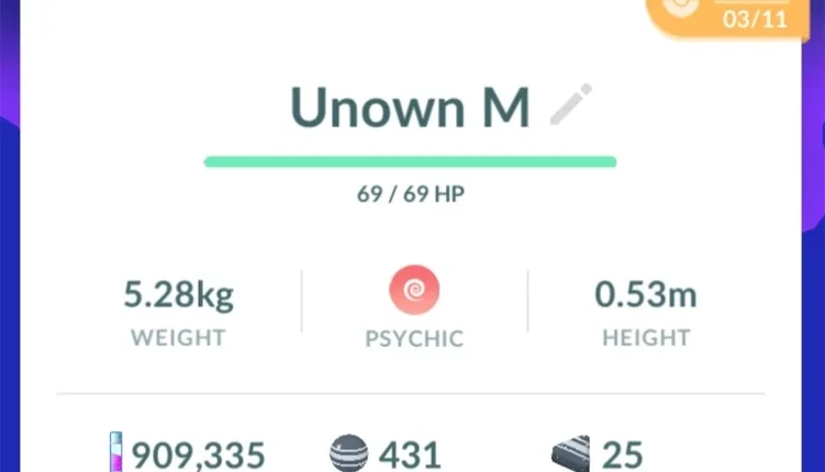 UNOWN Letra M - Vários Disponíveis - (Leia a Descrição)
