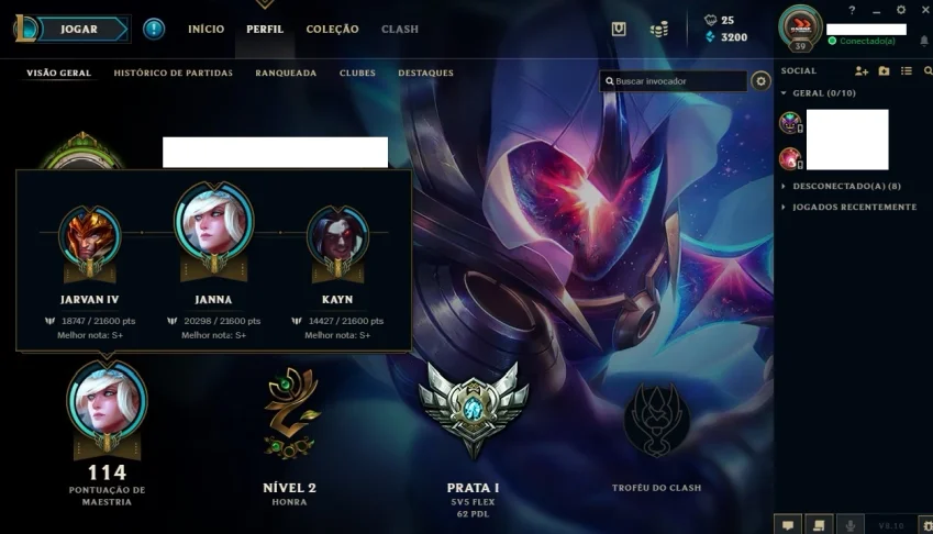 Duas Contas LoL Prata 1 e Platina 5