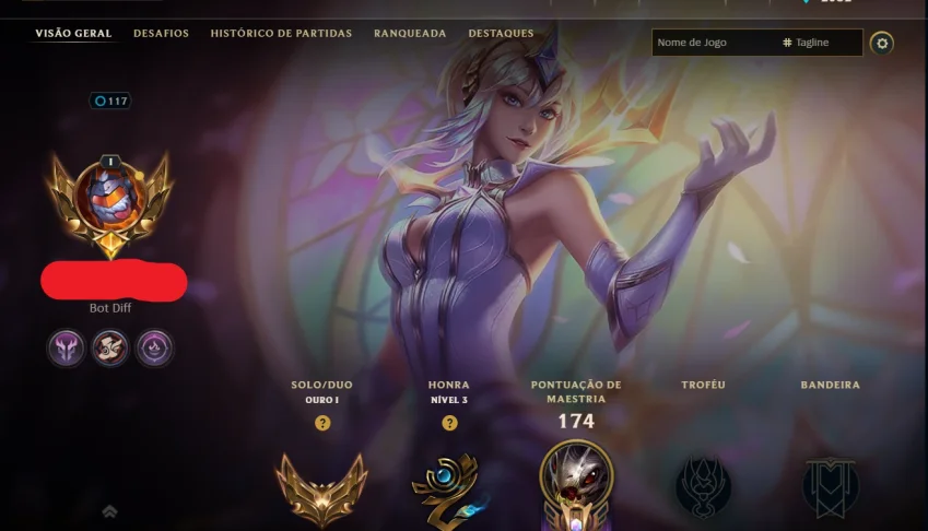 Conta lol nivel 117 ouro 1 100 skins 119 champs