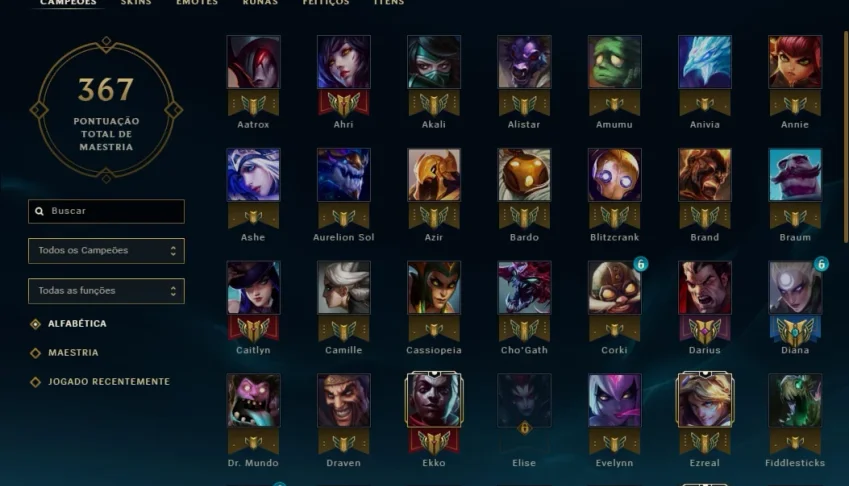 Conta platina 5, conta de 2013 , 367 campeões, 51 skins