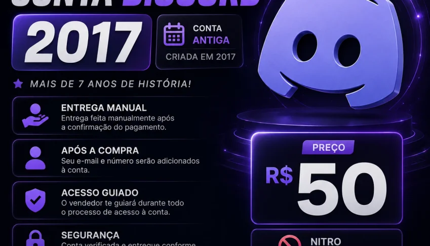 Discord 2017 | Conta Antiga | Entrega Manual | R$50