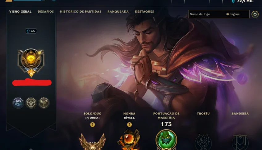Conta Lol Ouro, 75 Skins, com Mítica e Lendárias, 32K Ea