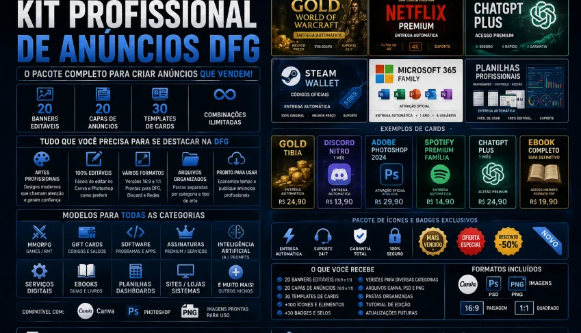 Kit Profissional De Anúncios Dfg • 100+ Templates Editáveis