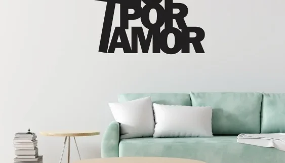 Frase de Parede Foi Por Amor em MDF Preto