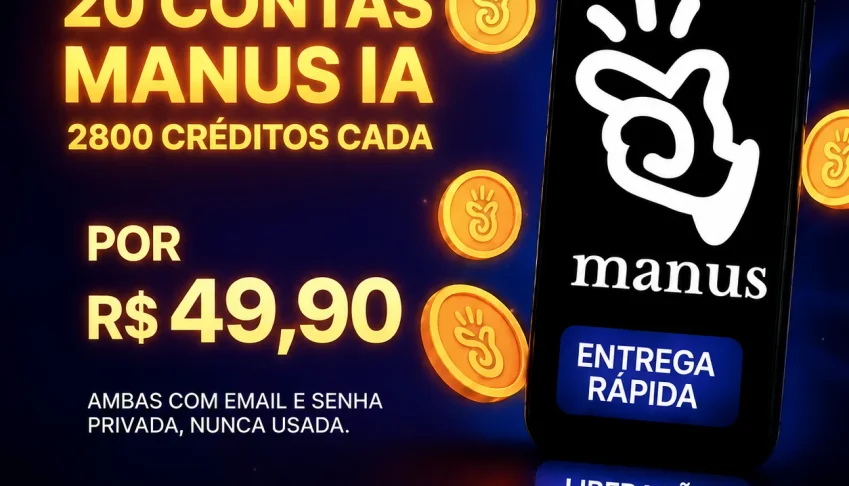 20 Contas Manus IA por Apenas R$49,90! 