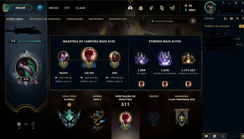 conta lol platina 1 por decay, 318skin 5 ultimate 2mitica