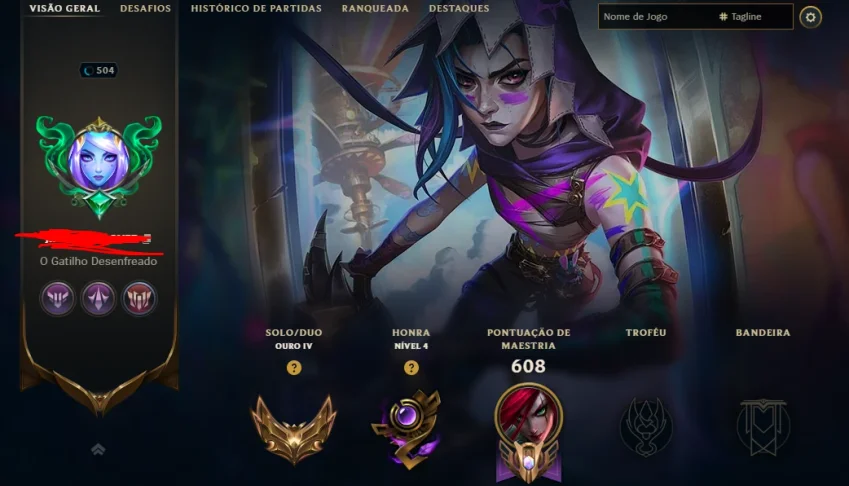 Conta ouro 4 | 162 Skins|19 lendarias |  Jinx Arcane Exalted