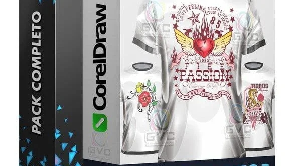 Pack com milhares de estampas de camisas, canecas e almofada