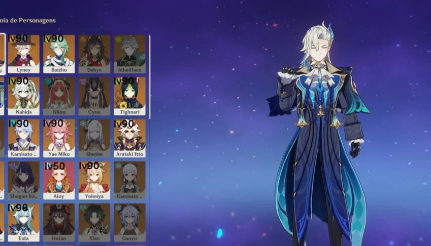 Conta Genshin end game, Ar 60 com ótimos personagens e armas