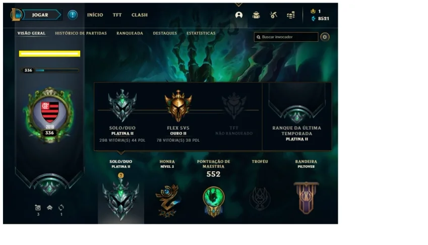 Conta LOL Platina 2 292 skin, todos os champs