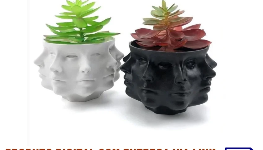 STL Para Impressão 3D - Jarro de Flores Faces