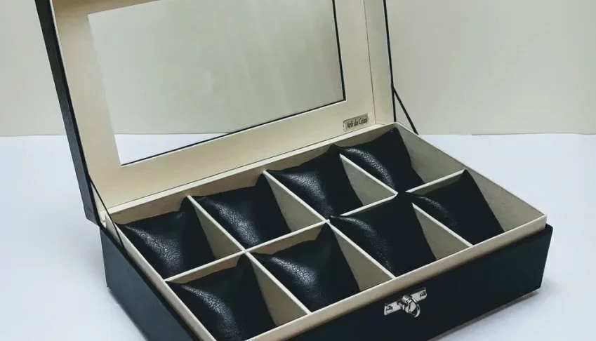 Caixa Porta-Relógios de 8 Lugares com Visor