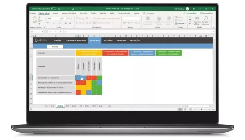 Planilha Matriz Raci De Responsabilidades 4.0