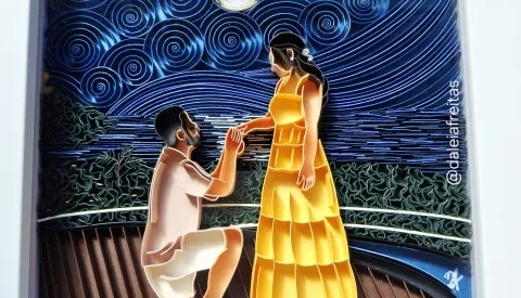 Quadro Pedido de Casamento em Quilling