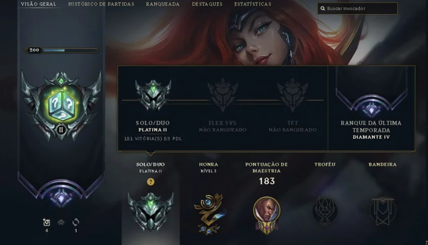 Conta League of legends Platina 2