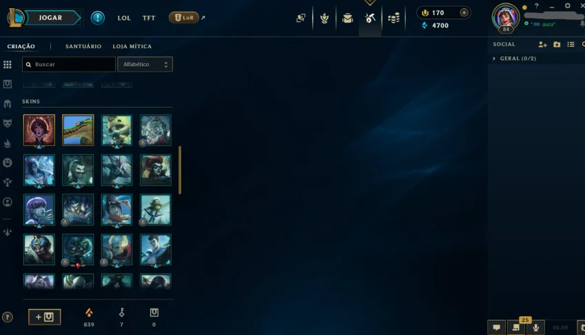 [League of Legends] Conta com 27 skins + 42 nos espólios