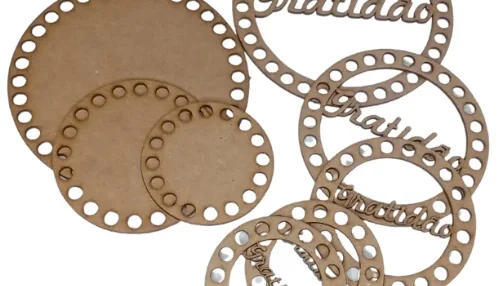 Kit 10 Base Para Crochê, MDF 3mm, Fio De Malha 08 a 30...