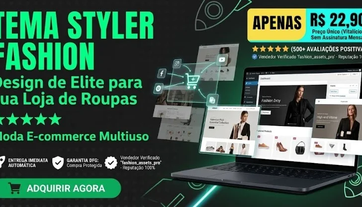 TEMA STYLER FASHION: Design de Elite para sua Loja de Roupas