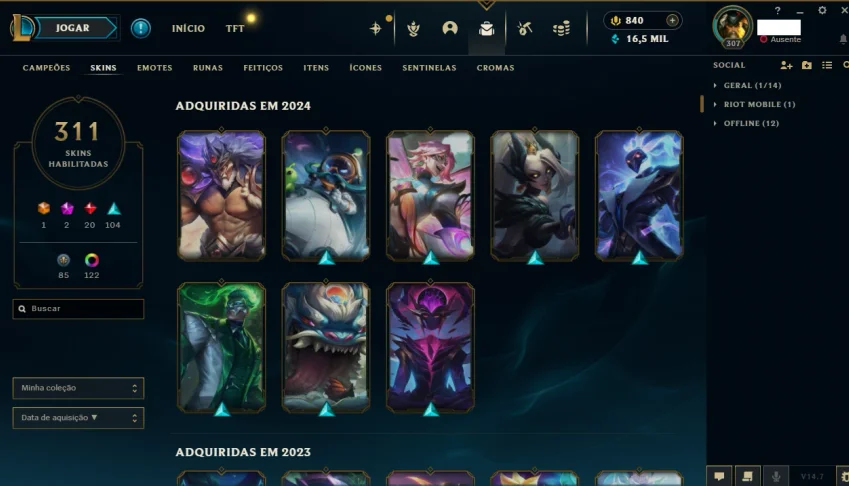 Conta Lol De 2013 / 311 Skins / Todos Campeões