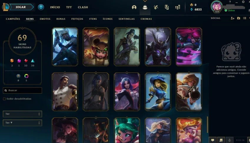 VENDO CONTA LOL - 69 SKINS - 1139 REAIS GASTOS