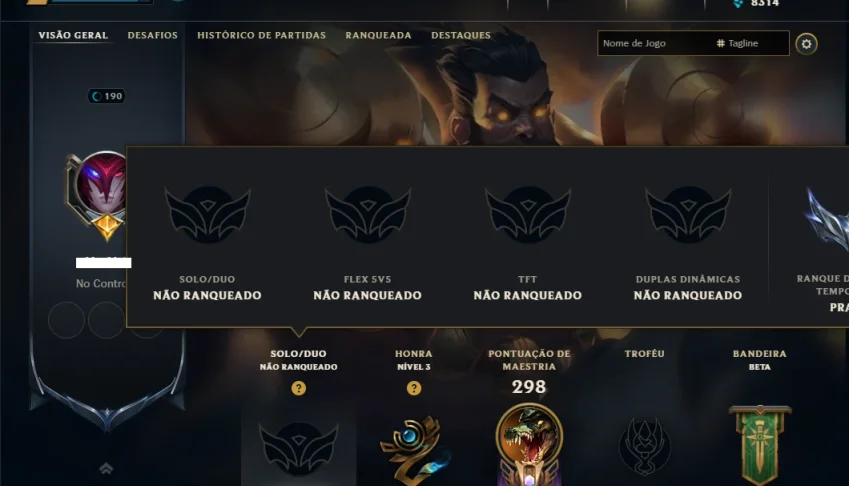 Unranked com 90 Champs e 40 Skins