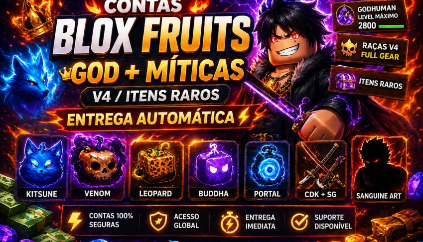 🔥 Contas Blox Fruits God + Míticas / V4 / Itens Raros ⚡