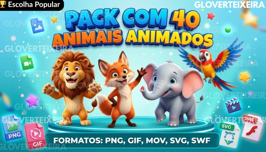 Pack de 40 Animais Animados
