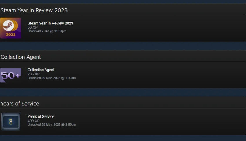 Steam (8 anos) - Jogos e DLCs / Troféus e insignias