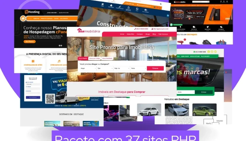 Pacote com 37 Sites PHP com painel administrativo - 2024