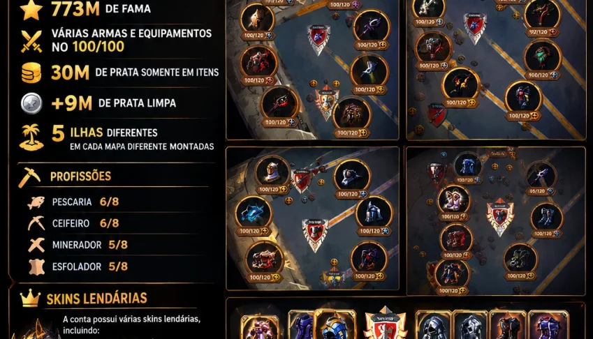 Estou vendendo Conta do Albion Online Bufada 800M DE FAMA